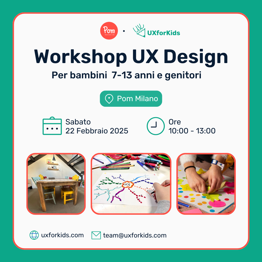 Attività per genitori e figli workshop UX Design per bambini Milano